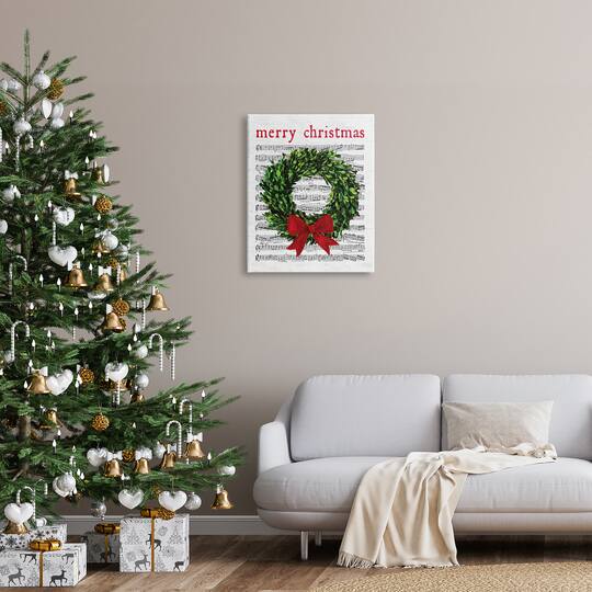 Stupell Industries Merry Christmas Song Wreath Canvas Wall Art